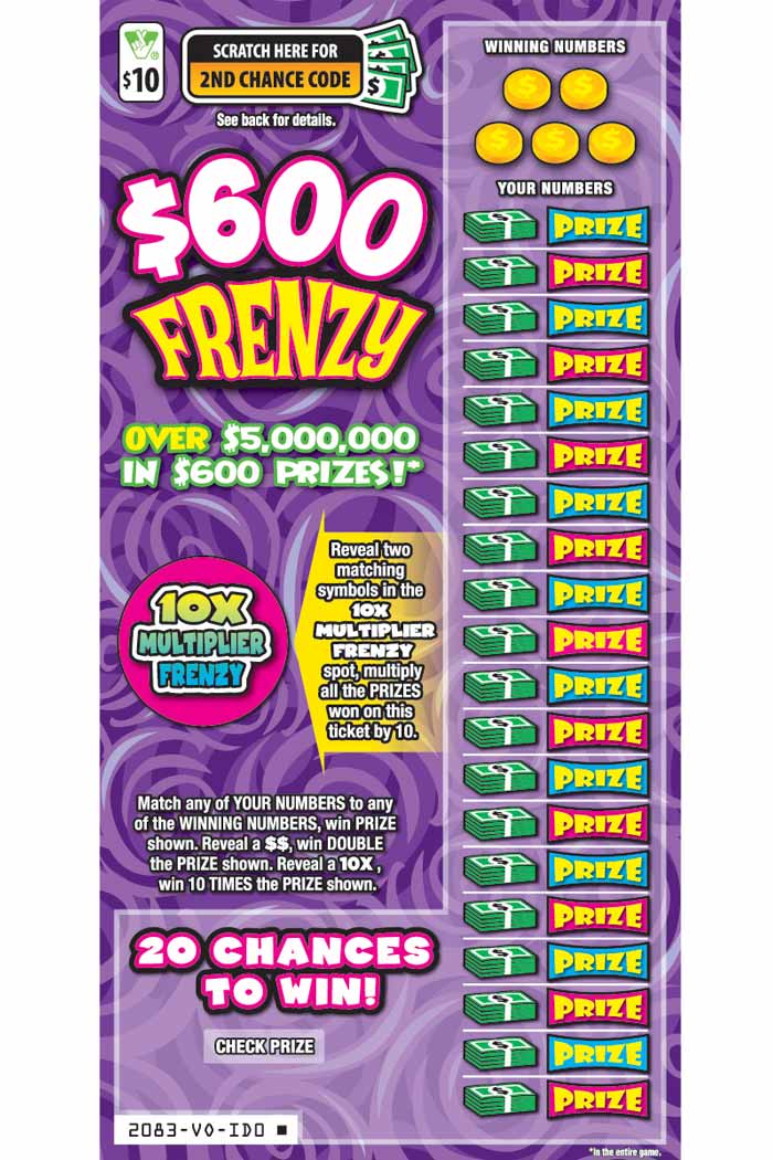 600 Frenzy Scratcher 2083 Virginia Lottery