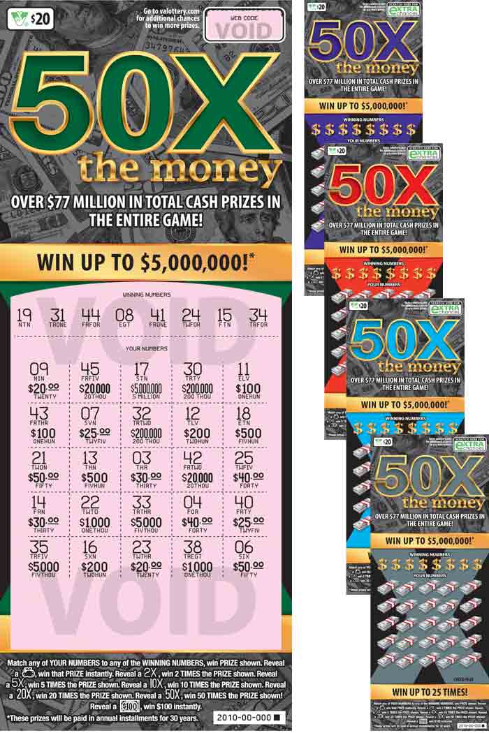 50X The Money Scratcher 2010 Virginia Lottery