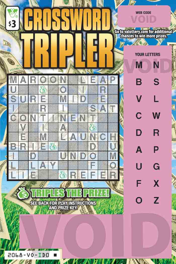 Crossword Tripler Scratcher 2068 Virginia Lottery