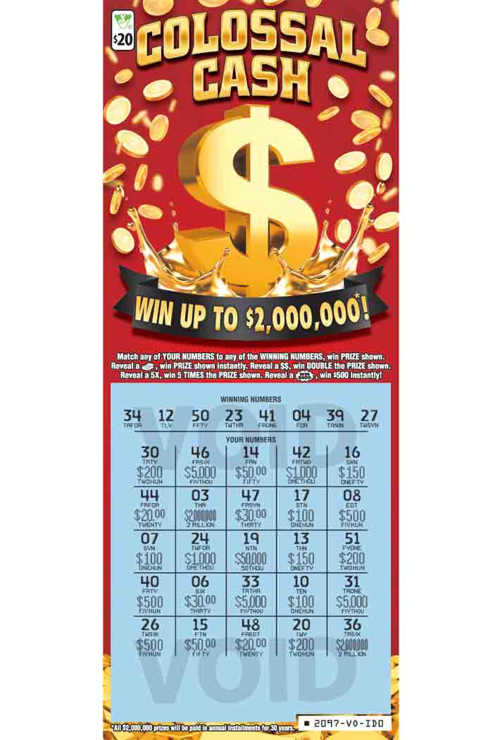 Colossal Cash Scratcher 2097 Virginia Lottery