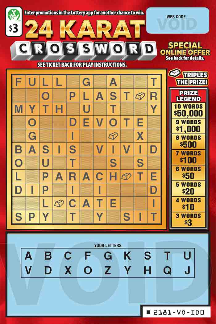 24 Karat Crossword Scratcher 2181 Virginia Lottery