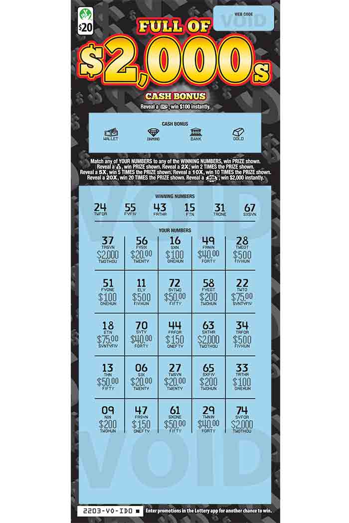Full of 2,000s Scratcher 2203 Virginia Lottery