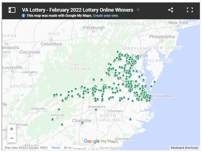 February 2022 online winners map