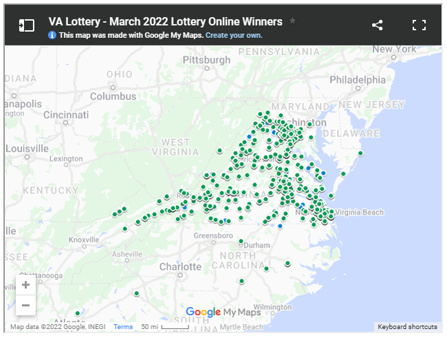 March 2022 online winner map